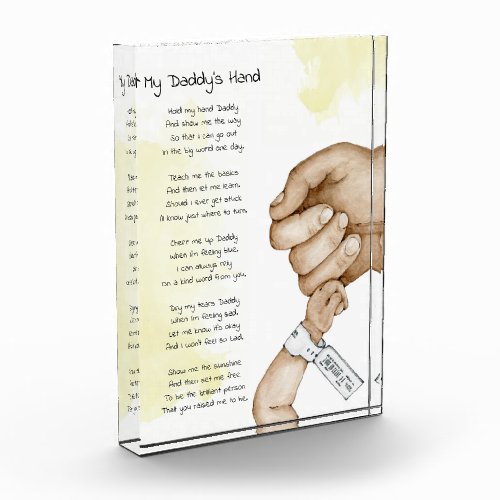 Hold My Hand Daddy Keepsake Poem Dad Gift Photo Block