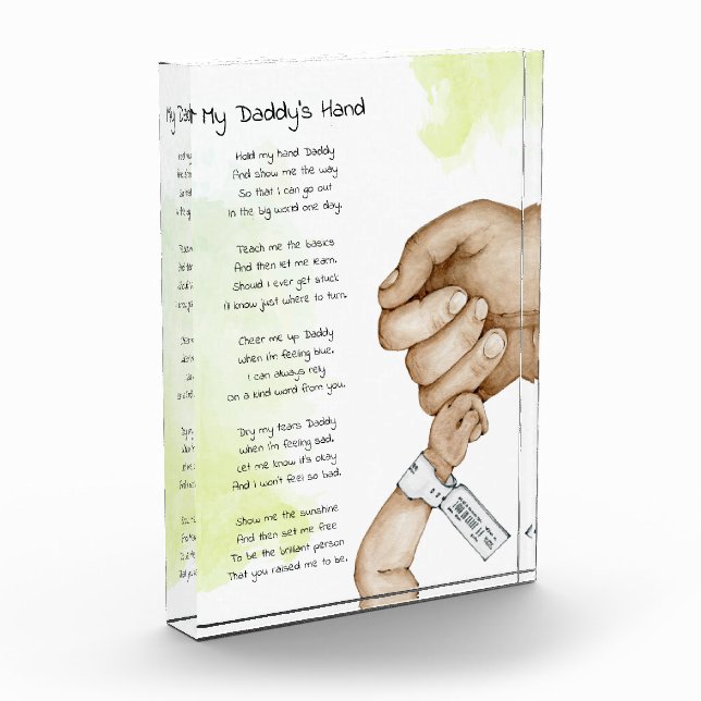 Hold My Hand Daddy Keepsake Poem Dad Gift Photo Block (Left)