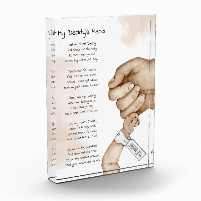 Hold My Hand Daddy Keepsake Poem Dad Gift Photo Block (Left)