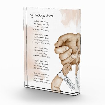 Hold My Hand Daddy Keepsake Poem Dad Gift Photo Block | Zazzle