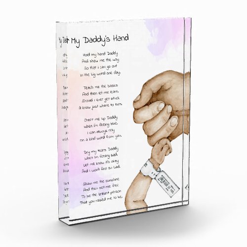 Hold My Hand Daddy Keepsake Poem Dad Gift Photo Block