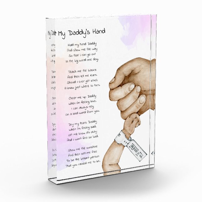 Hold My Hand Daddy Keepsake Poem Dad Gift Photo Block (Left)