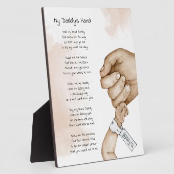 Hold My Hand Daddy Keepsake Poem Dad Gift Plaque | Zazzle