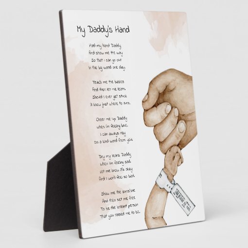 Hold My Hand Daddy Keepsake Poem Dad Gift Plaque | Zazzle