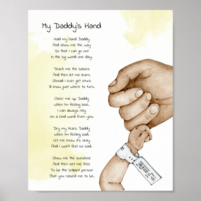 Hold My Hand Daddy Keepsake Poem Dad Gift Poster | Zazzle.com