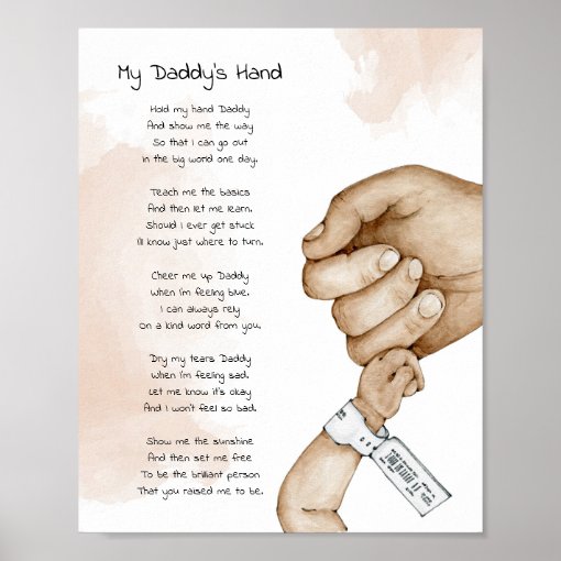 Hold My Hand Daddy Keepsake Poem Dad Gift Poster | Zazzle