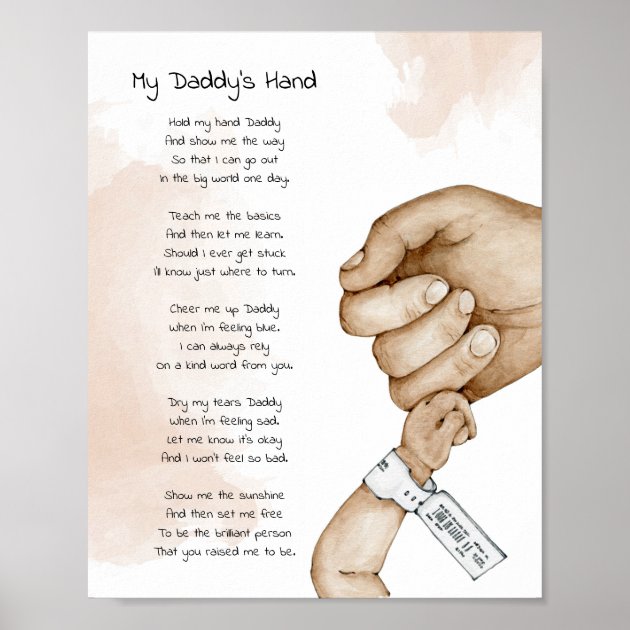 Hold My Hand Daddy Keepsake Poem Dad Gift Poster | Zazzle