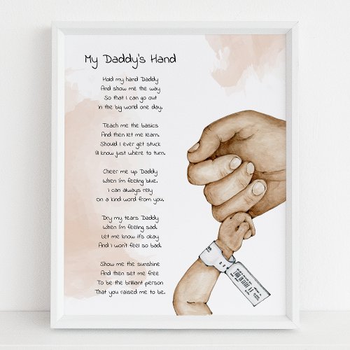 Hold My Hand Daddy Keepsake Poem Dad Gift Poster