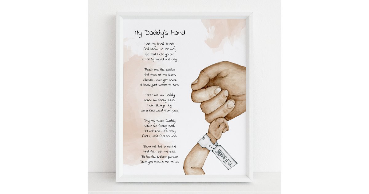 Hold My Hand Daddy Keepsake Poem Dad Gift Poster | Zazzle