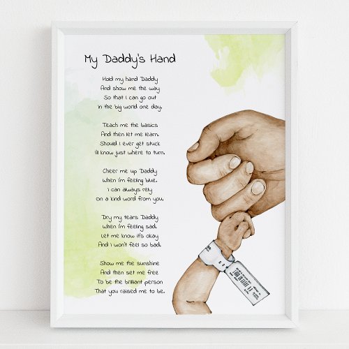 Hold My Hand Daddy Keepsake Poem Dad Gift Poster