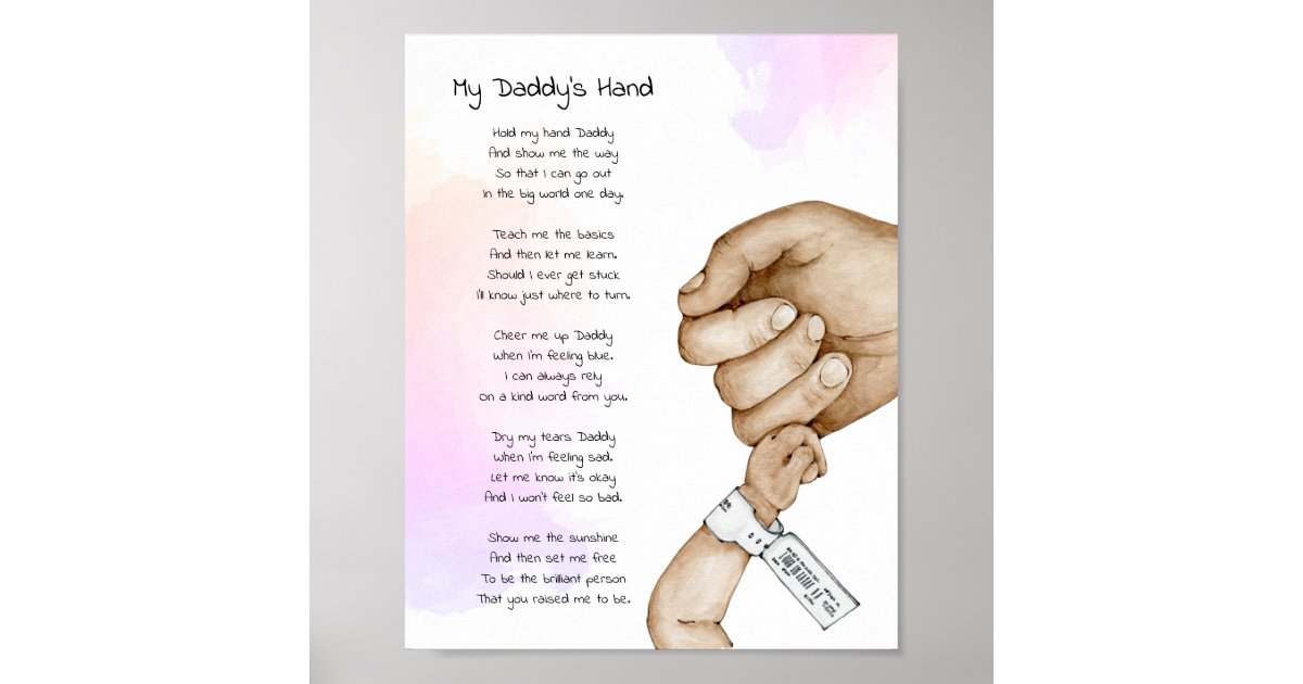 Hold My Hand Daddy Keepsake Poem Dad Gift Poster Zazzle
