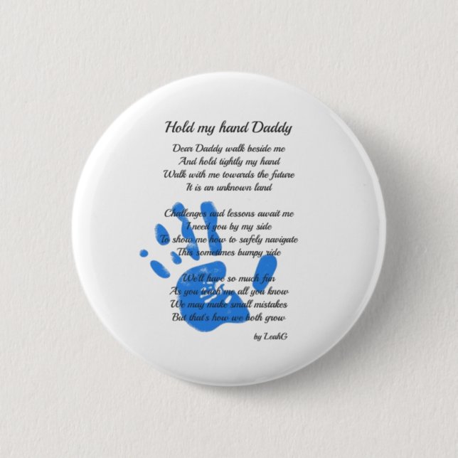 Hold My Hand Daddy Poem from Toddler PHOTO Gift Button (Front)