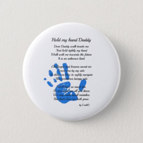 Hold My Hand Daddy Poem from Toddler PHOTO Gift Button