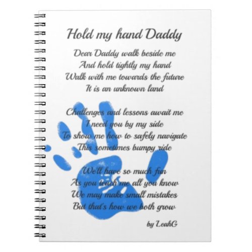 Hold My Hand Daddy Poem from Toddler PHOTO Gift Notebook