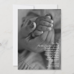 Hold My Hand Mom Sympathy Thank You Card