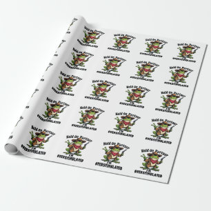 Hold on partner i'm overstimulated Frog ADHD Wrapping Paper