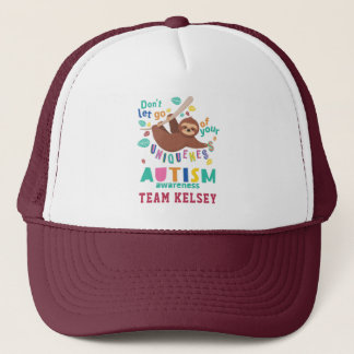 Hold On Sloth Autism Awareness Team Custom Trucker Hat