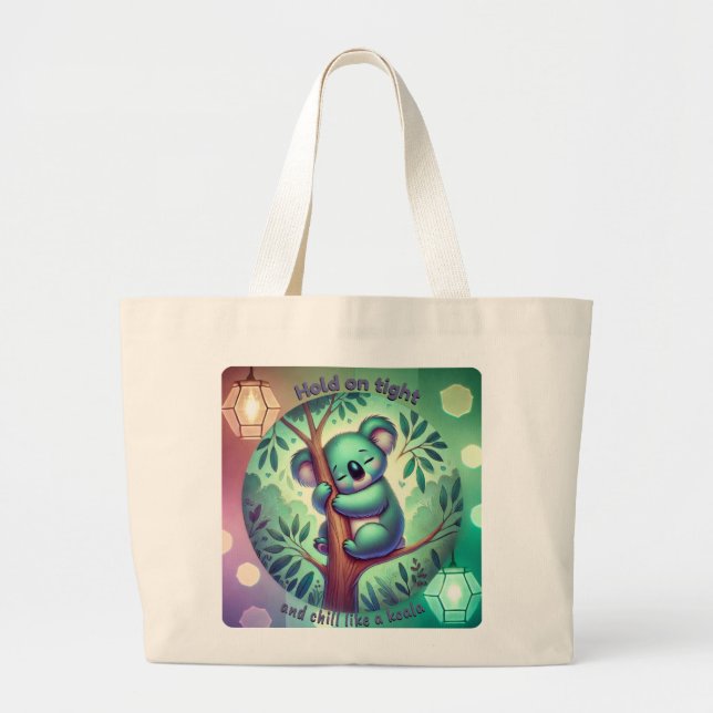 Hold on Tight – Chill Like a Koala Large Tote Bag (Front)