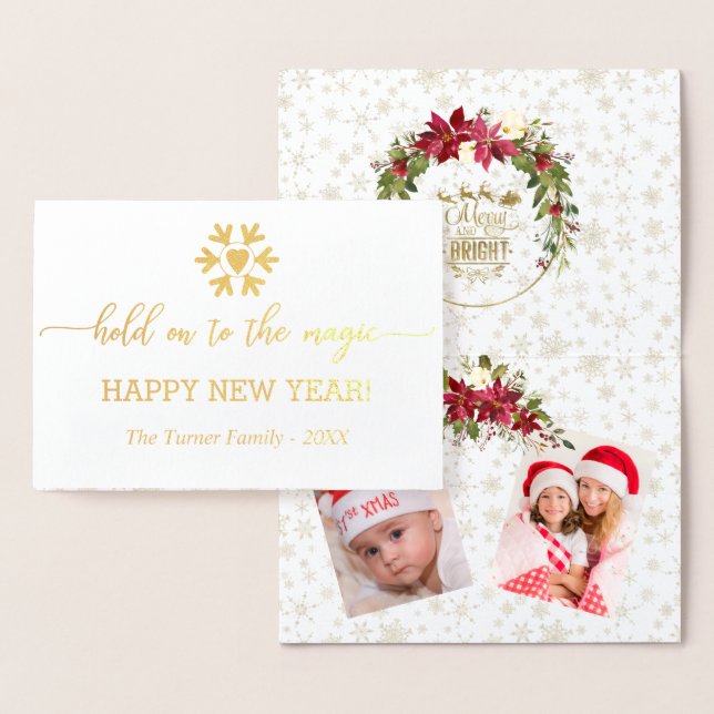 Hold On To The Magic Christmas Photo Monogram Foil Card (Display)
