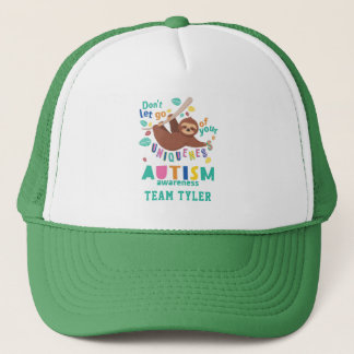 Hold On To Your Uniqueness Autism Awareness Sloth Trucker Hat