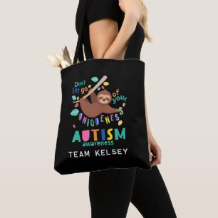 Hold On To Your Uniqueness Sloth Autism Awareness Tote Bag