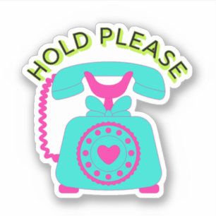 Hold Please, Aesthetic Trendy telephone retro Sticker