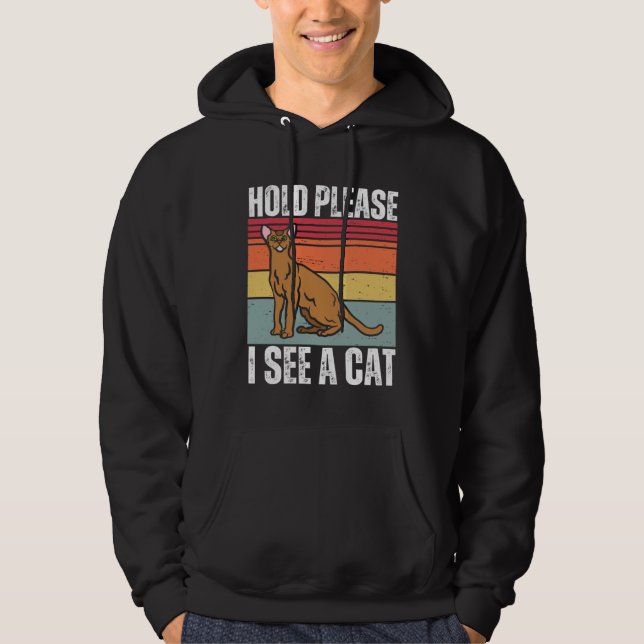 Hold Please I See A Abyssinian Cat  Cat  Sayings Hoodie (Front)