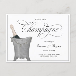Hold The Champagne Postponed Wedding Announcement Postcard