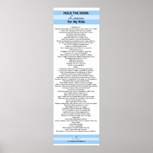 Hold the Door Lessons for My Kids POSTER