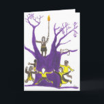 Hold the light up for Hannuka Holiday Card<br><div class="desc">dancing around the tree.Girl on top holding a light</div>
