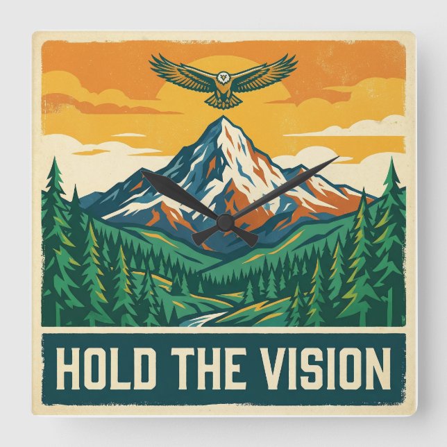 Hold The Vision Square Wall Clock (Front)