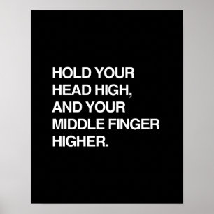 HOLD YOUR HEAD HIGH AND YOUR MIDDLE FINGER HIGHER. POSTER