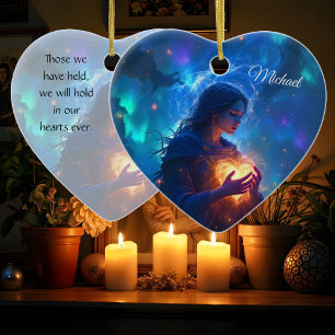 Hold your heart forever, I miss you, sympathy   Ceramic Ornament