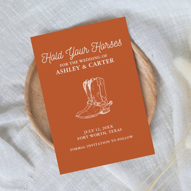Hold Your Horses Funny Western-Themed Wedding Save The Date (Creator Uploaded)