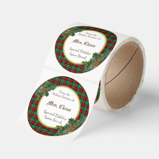 Holday Kitchen of Holly Red Green Plaid Baking Classic Round Sticker