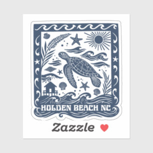 Holden Beach NC Sea Turtle Art Sticker
