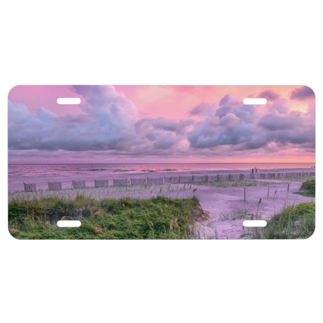 Holden Beach North Carolina Purple Sunset License Plate (Front)
