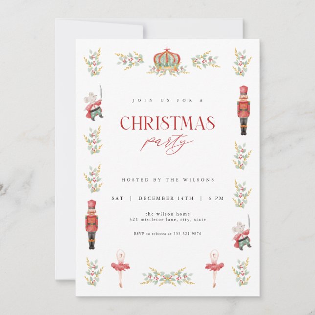 Holdiay Nutcracker Christmas Party Invitation (Front)