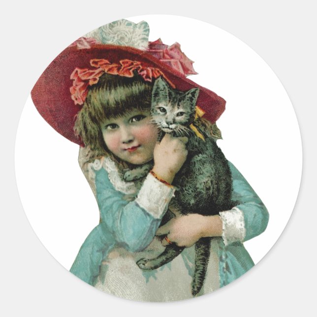 Holding a Christmas Kitten Classic Round Sticker (Front)