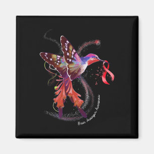 Holding Burgundy Ribbon Brain Aneurysm Awareness  Magnet