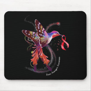 Holding Burgundy Ribbon Brain Aneurysm Awareness Mouse Pad