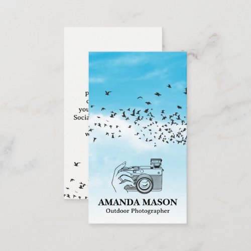 Holding Camera  Birds in the Sky Business Card