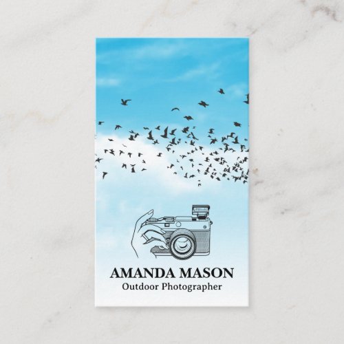 Holding Camera  Birds in the Sky Business Card