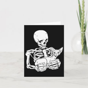Holding Cat Funny Halloween Skull Sphynx Cat  Card