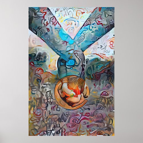 Holding Hands  Colorful Abstract Love Poster