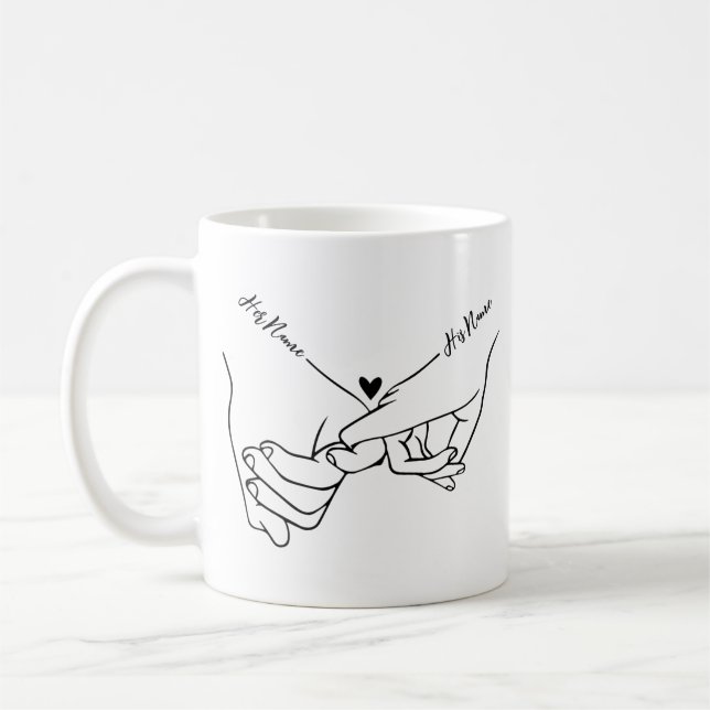 Holding Hands Custom Name Valentine Mug (Left)
