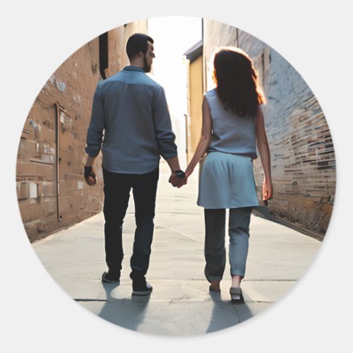 Holding Hands  Falling in Love Classic Round Sticker