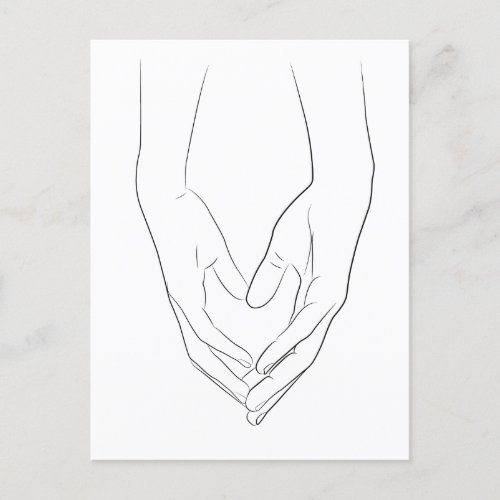 Holding Hands Heart Minimal Line Art Cute Simple  Postcard