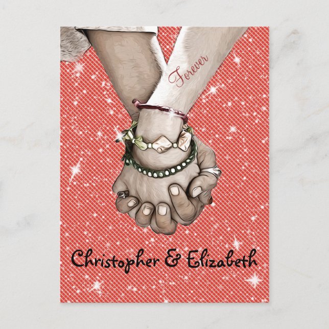 Holding Hands Lovers Personalized Postcard (Front)