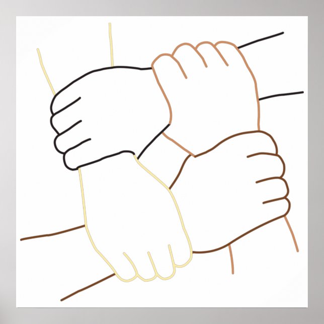 Holding Hands Multi Race One Love Inclusive Modern Poster (Front)